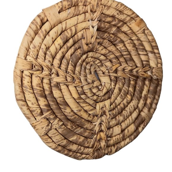 Vintage Wicker and Wood Trivets Set of Five Boho Style - Picture 3 of 7